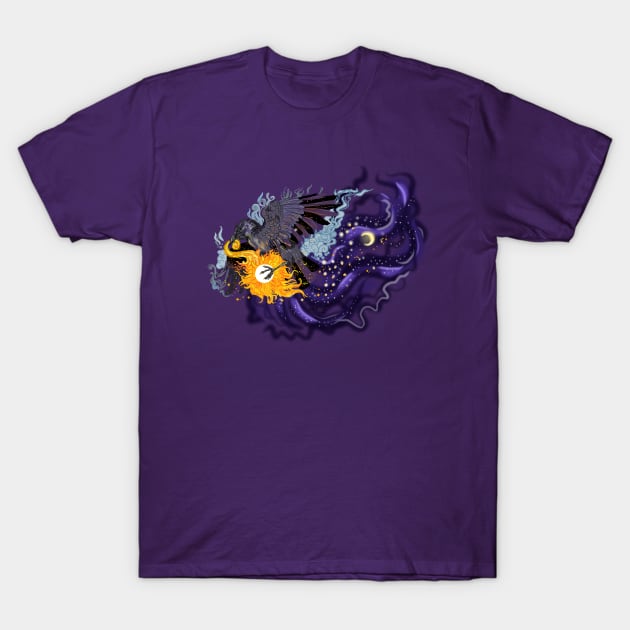 Raven Sky Folklore T-Shirt by Shadowind